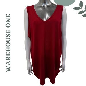 🛍️3/$40 Flowy, and Fabulous! Warehouse One Jersey Knit Sleeveless Top Red  3X